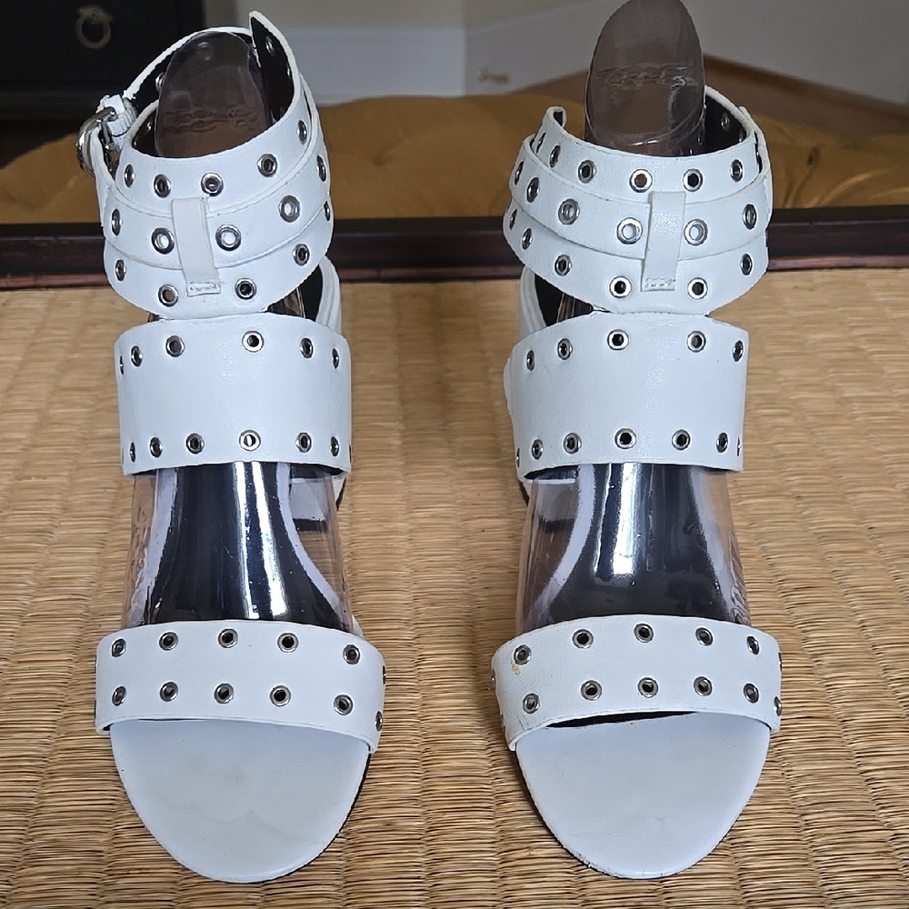 REBECCA MINKOFF White Studded Women's Sandals